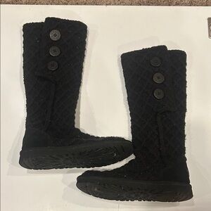 UGG Black Quilted Button Boots - very good condition- size 8